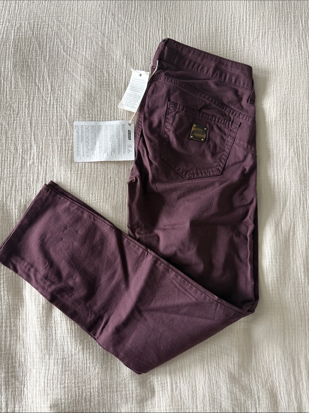 NEW Liu Jo Italian Designer Jeans - Burgundy Aubergine - Size 28 - NWT